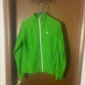 Adidas Lime Green Windbreaker with White Accents